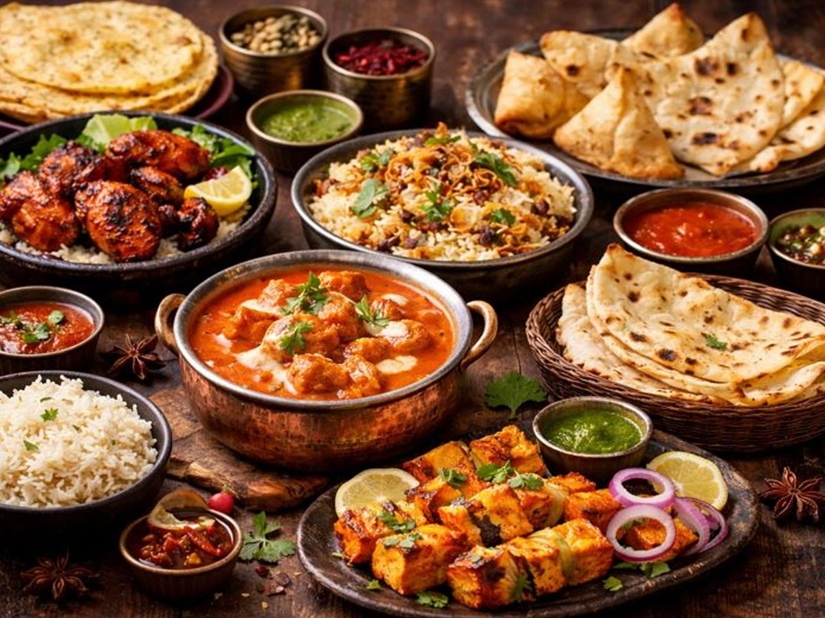 A table laid for a curry